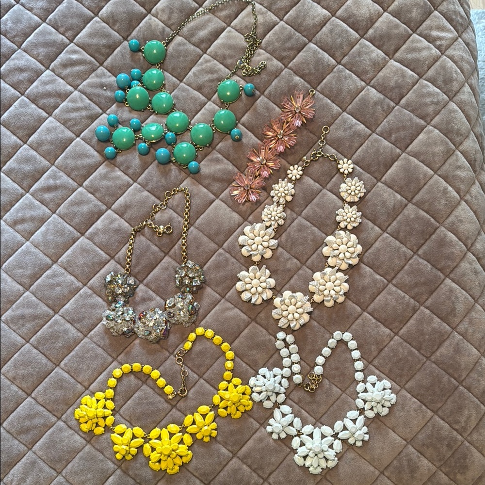 6 pieces of J. Crew  jewelry….Colorful Floral Necklace Collection